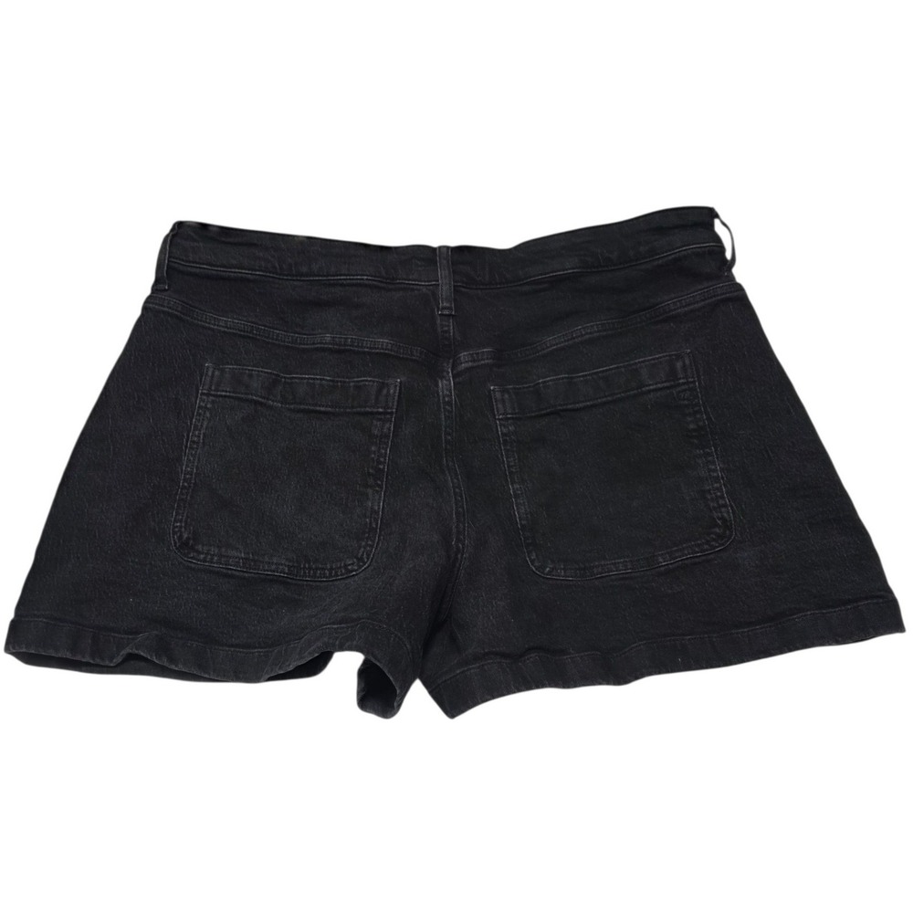 Madewell High-Rise Sailor Shorts Women 33 Black Denim Curvy Patch Pocket Stretch
